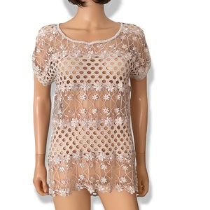NWT Tricotto Floral Embroidered Eyelet Mesh Top – Layering Piece